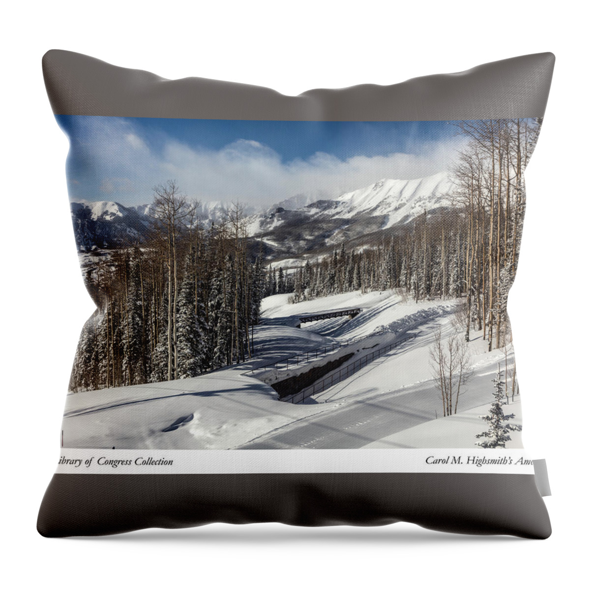 Carol M. Highsmith Throw Pillow featuring the photograph View from a mountain above Telluride in Colorado by Carol M Highsmith