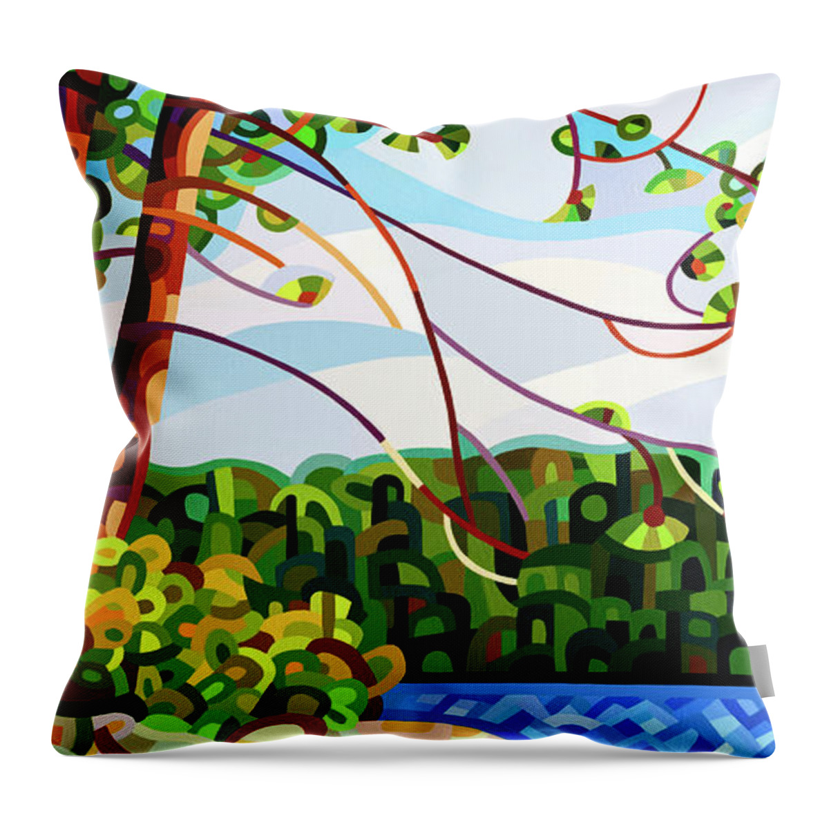Abstract Throw Pillow featuring the painting View From Mazengah - crop by Mandy Budan