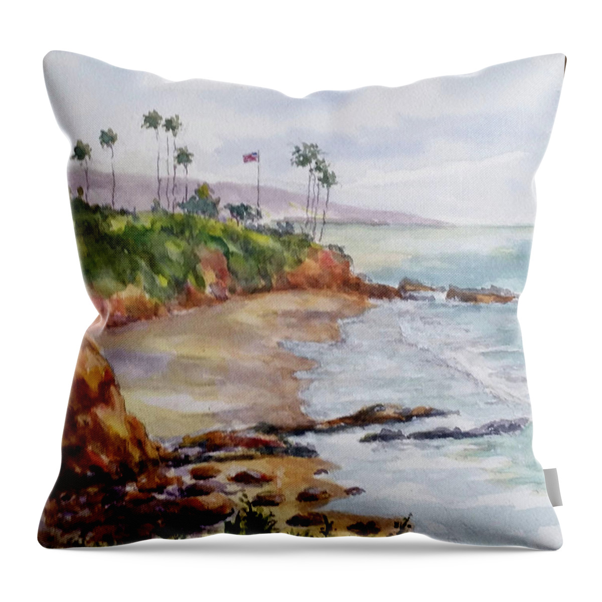 Landscape Throw Pillow featuring the painting View From The Cliff by William Reed