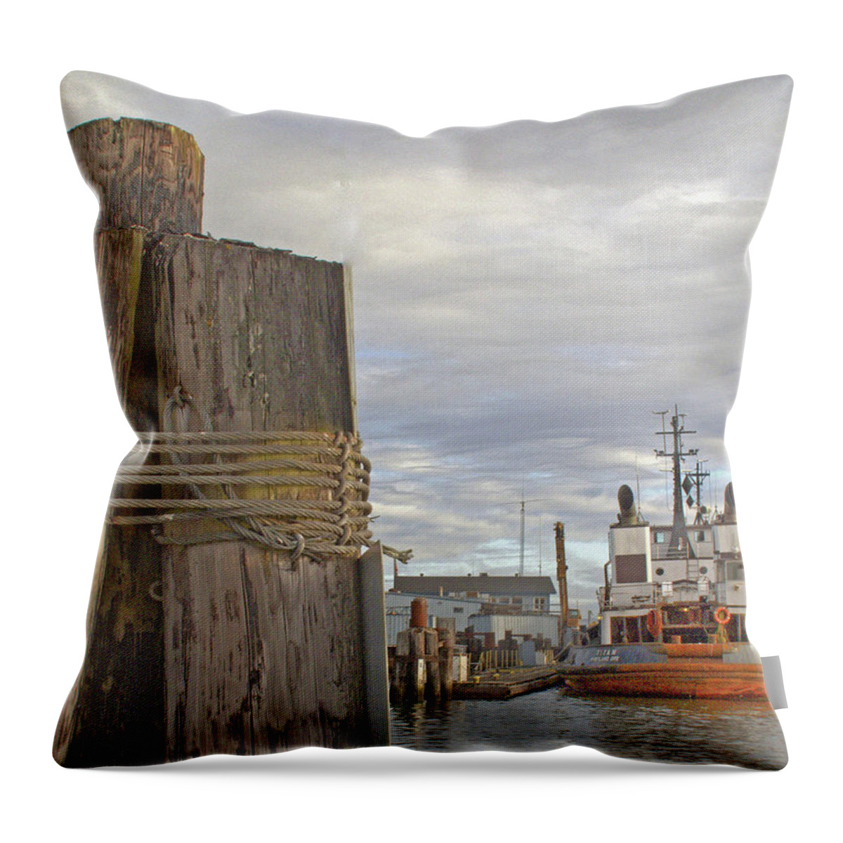 Boat Throw Pillow featuring the photograph View from the Pilings by Suzy Piatt