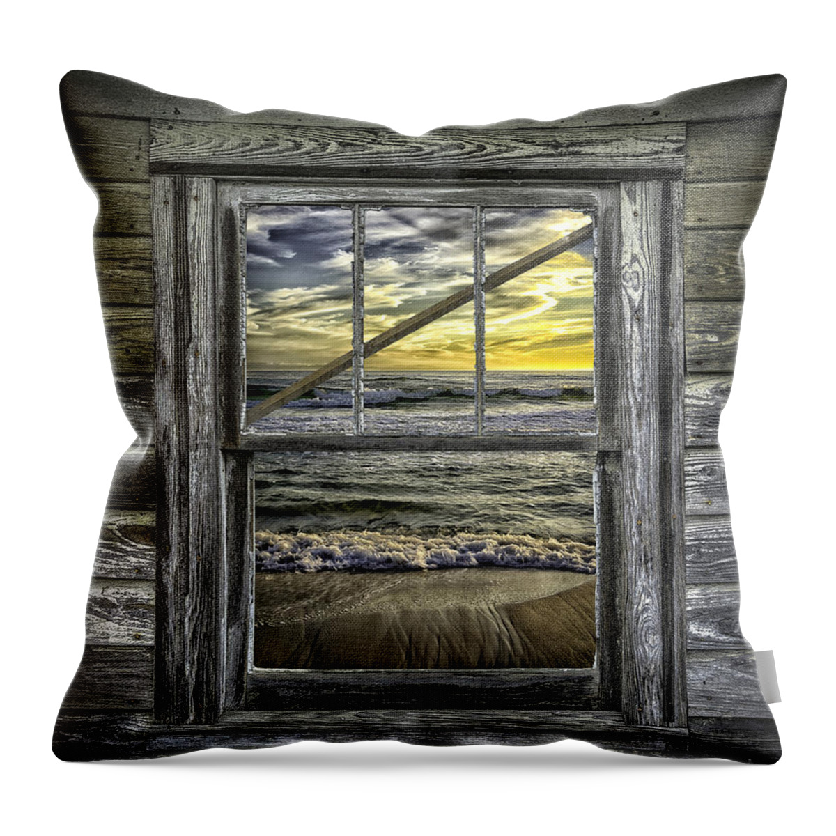 View Throw Pillow featuring the photograph View From Weathered Beach Cottage by Walt Foegelle