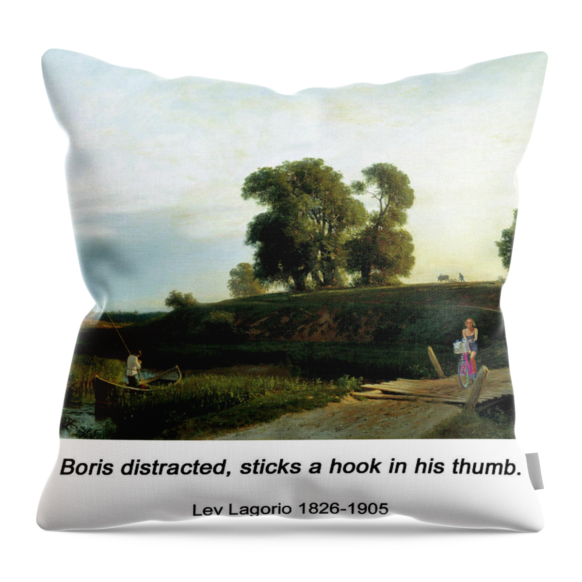 Altered Art Throw Pillow featuring the digital art View of Lakhta near St Petersburg 1850 by John Saunders