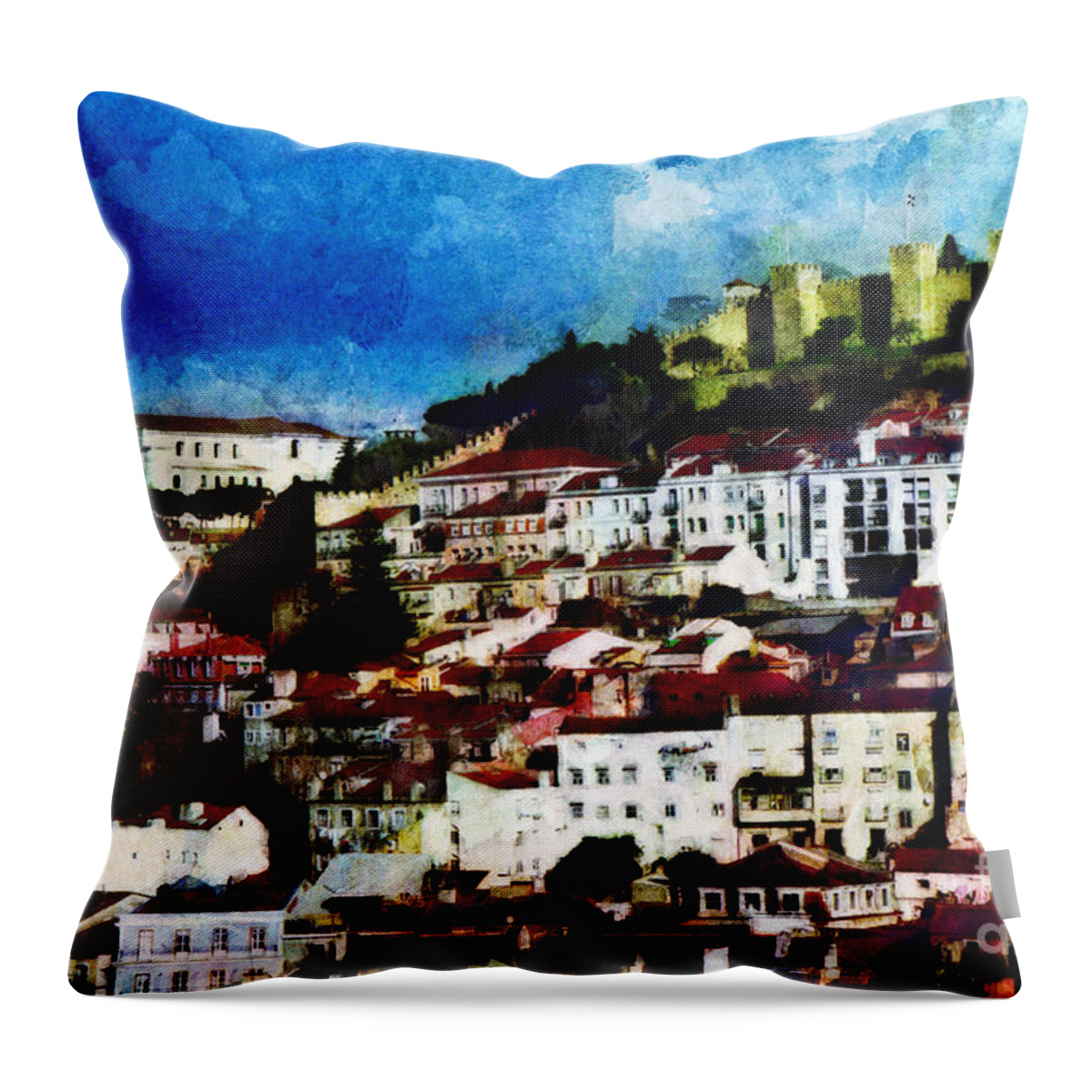 Portugal Throw Pillow featuring the photograph View of Lisbon by Dariusz Gudowicz