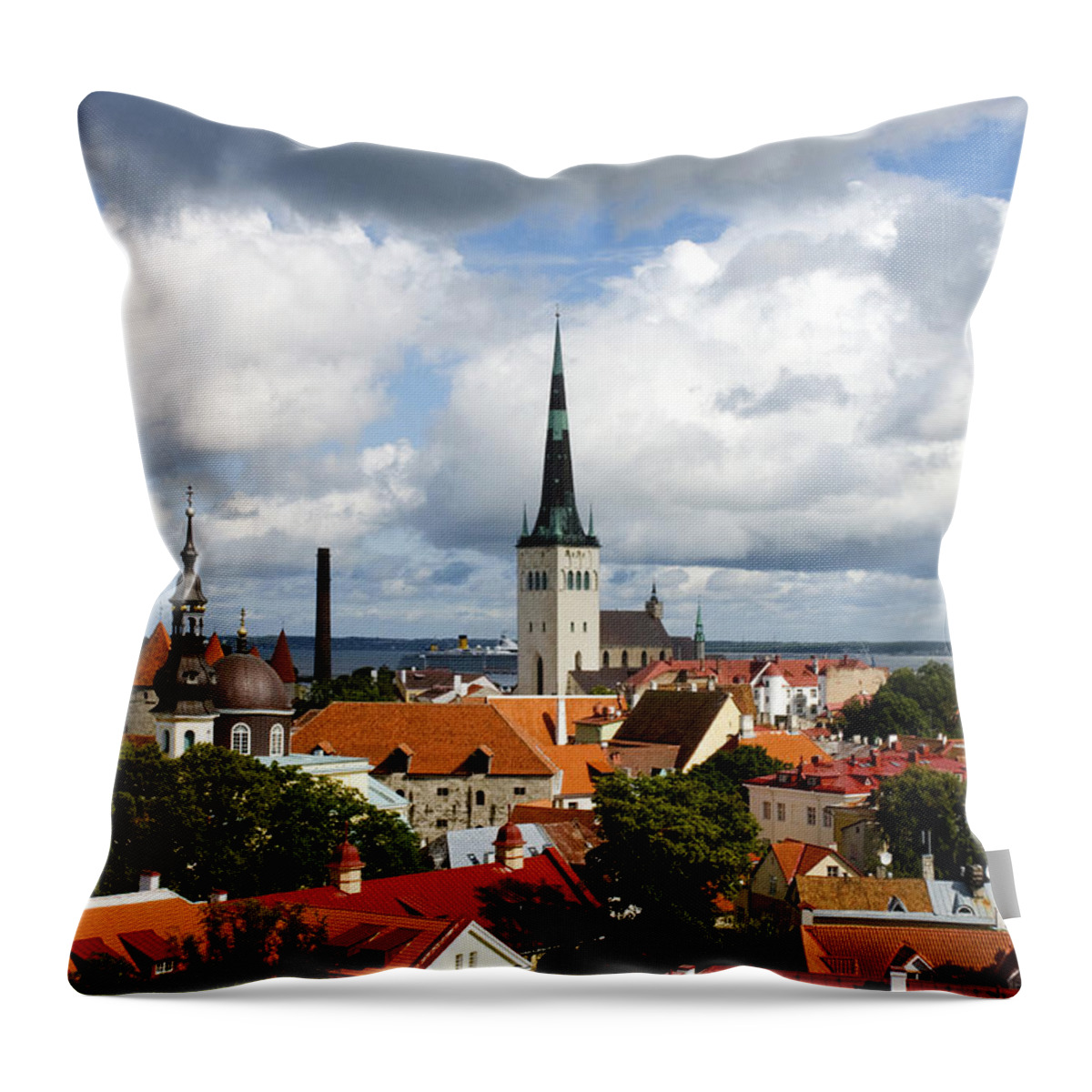Olav Throw Pillow featuring the photograph View of St Olav's Church by Fabrizio Troiani