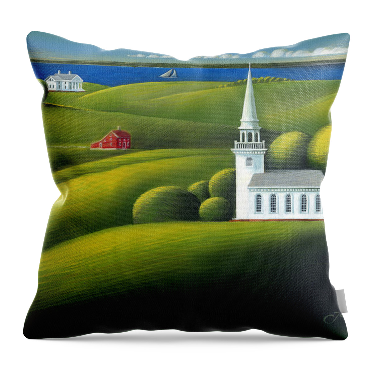 Deecken Throw Pillow featuring the painting View of the Sound by John Deecken