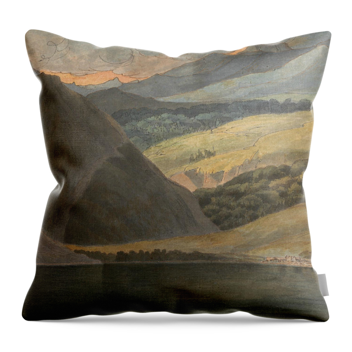 19th Century Painters Throw Pillow featuring the painting View on Lake Maggiore at Evening by Francis Towne