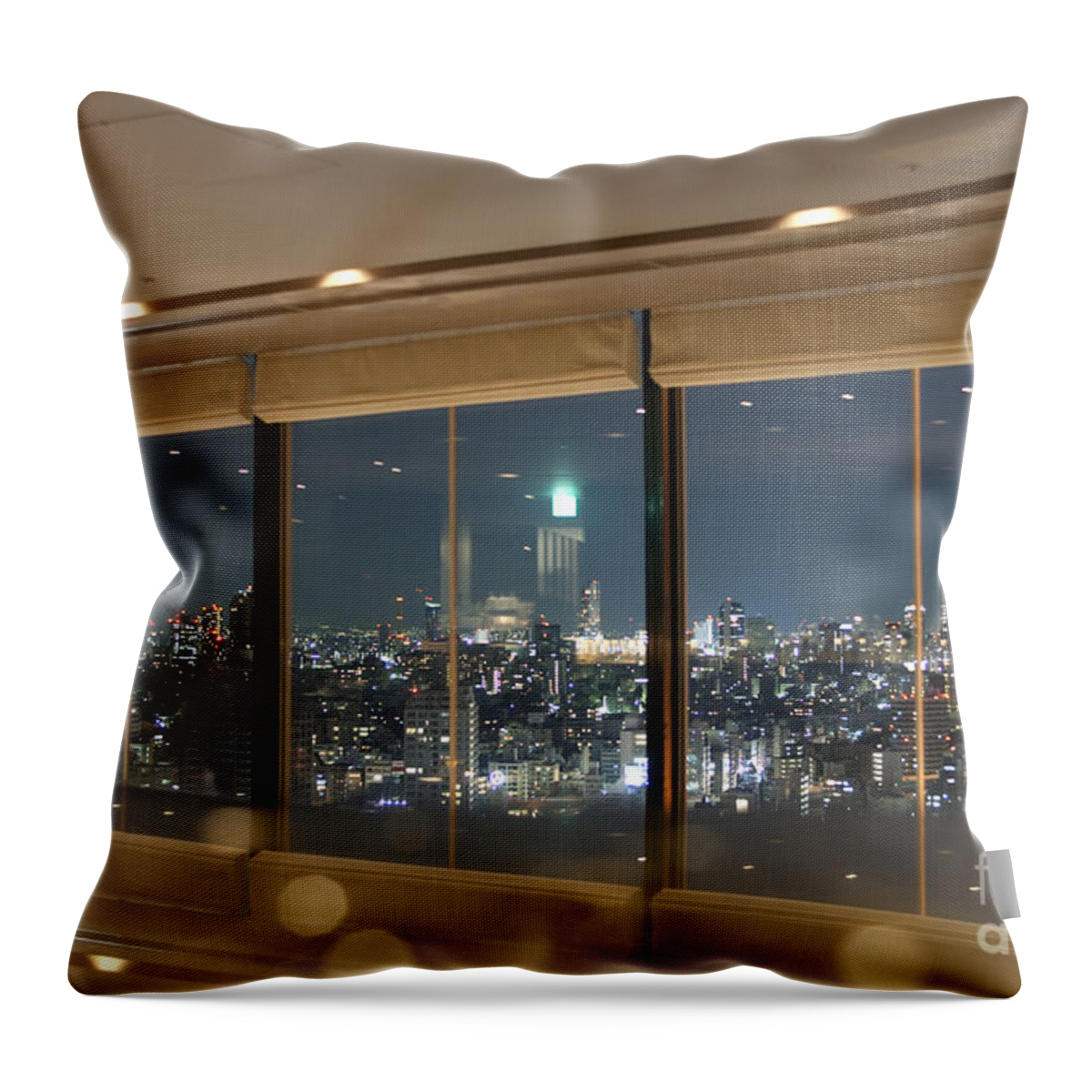 View Throw Pillow featuring the photograph View on Tokyo cityscape by Patricia Hofmeester