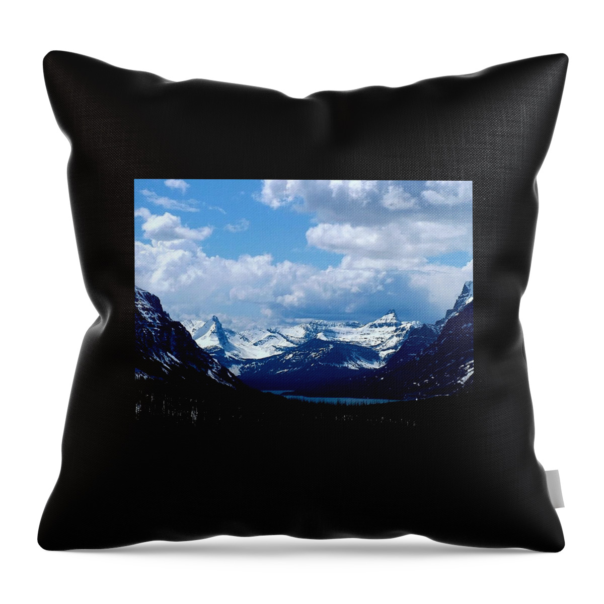 St Mary Lake Throw Pillow featuring the photograph View Over St Mary Lake by Tracey Vivar