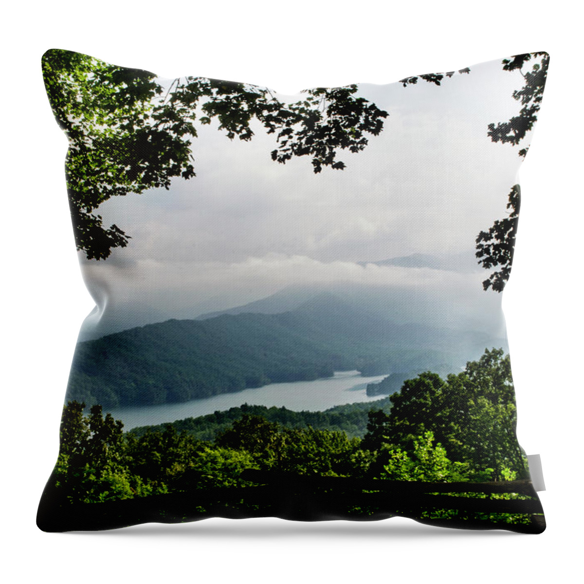 Santeetlah Lake Throw Pillow featuring the photograph View Through The Trees by Greg and Chrystal Mimbs