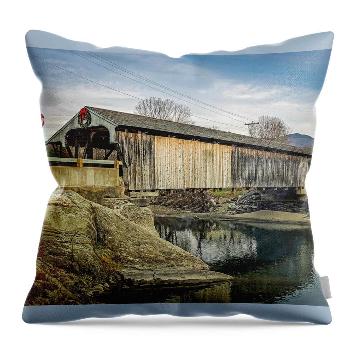 Village Bridge Throw Pillow featuring the photograph Village Bridge by Robert Mitchell
