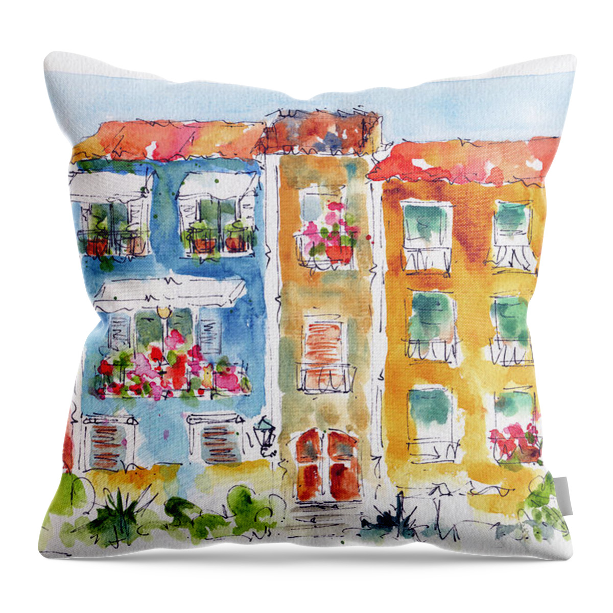Impressionism Throw Pillow featuring the painting Villajoyosa Spain by Pat Katz