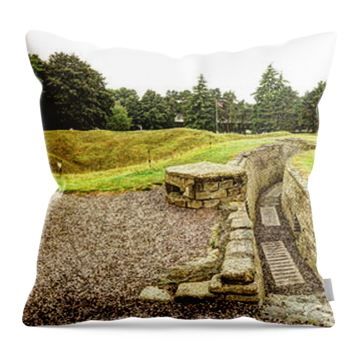 Vimy Throw Pillow featuring the photograph Vimy Ridge Trenches and Mine Craters - Vintage Version by Weston Westmoreland