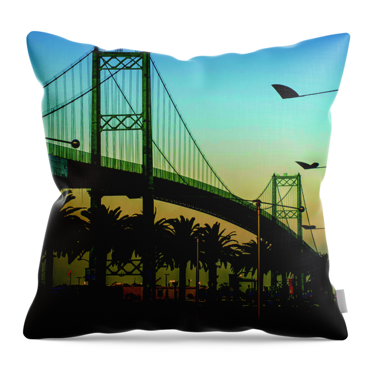 Bridges Throw Pillow featuring the photograph Vincent Thomas Bridge #3 by Joseph Hollingsworth