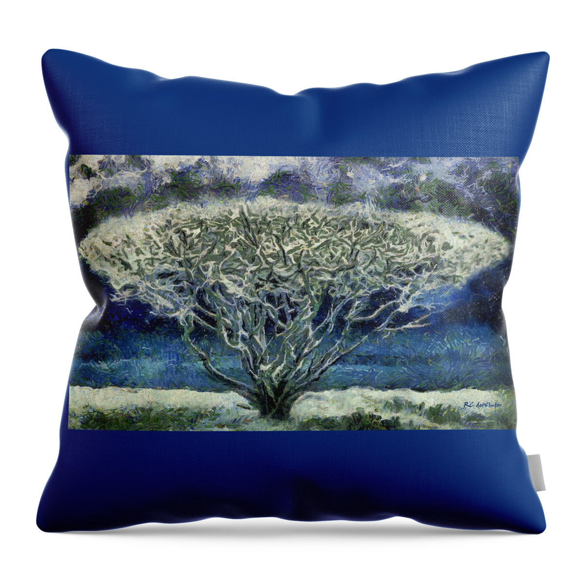 Landscape Throw Pillow featuring the painting Vincent's Tree by RC DeWinter