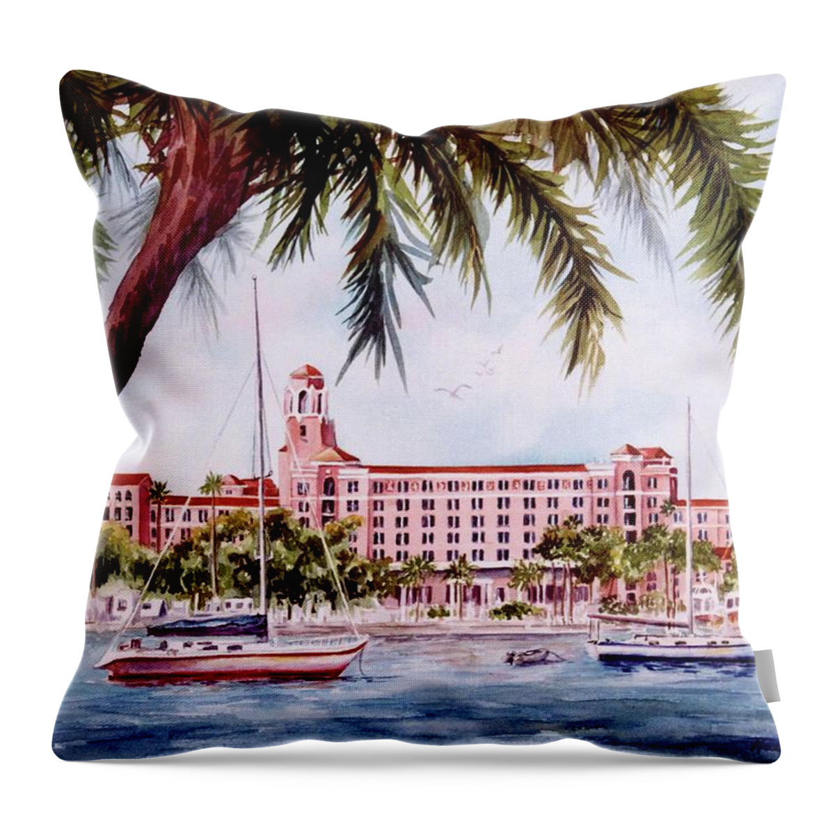 Vinoy Throw Pillow featuring the painting Vinoy View by Roxanne Tobaison
