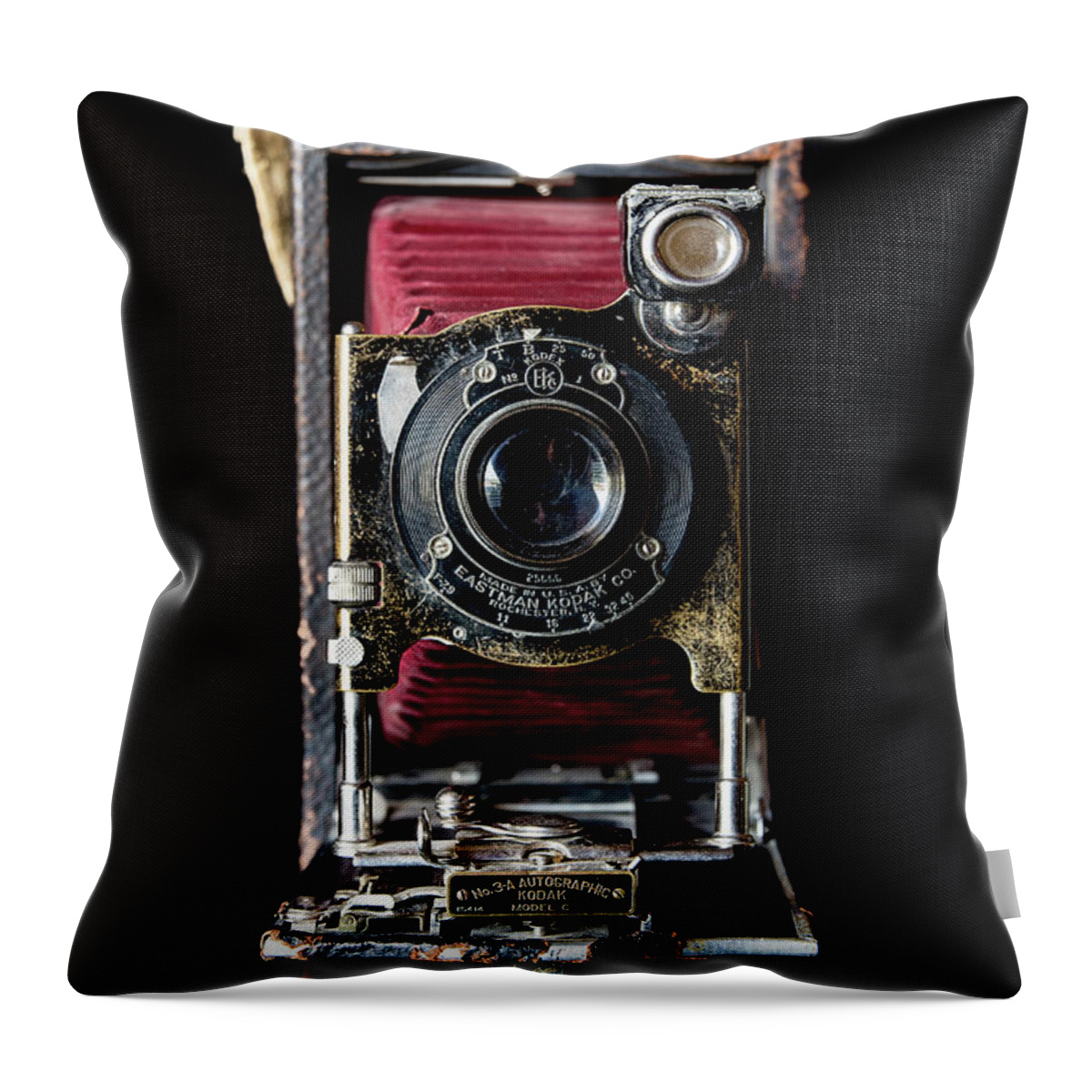 Vintage Camera Throw Pillow featuring the photograph Vintage Bellows Camera by Adam Reinhart