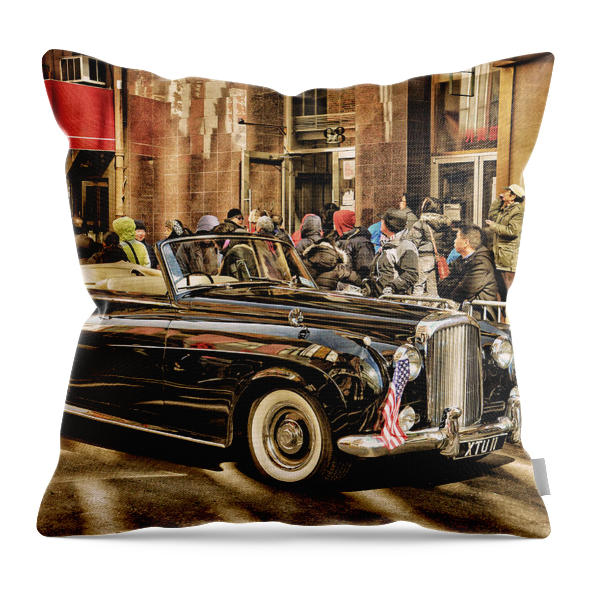 Vintage Throw Pillow featuring the photograph Vintage Bentley Convertible by Mike Martin