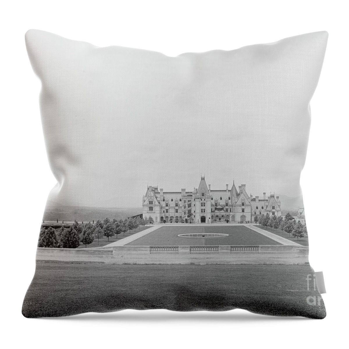 Biltmore Estate In 1895 Throw Pillow featuring the photograph Vintage Biltmore Circa 1896 by Dale Powell