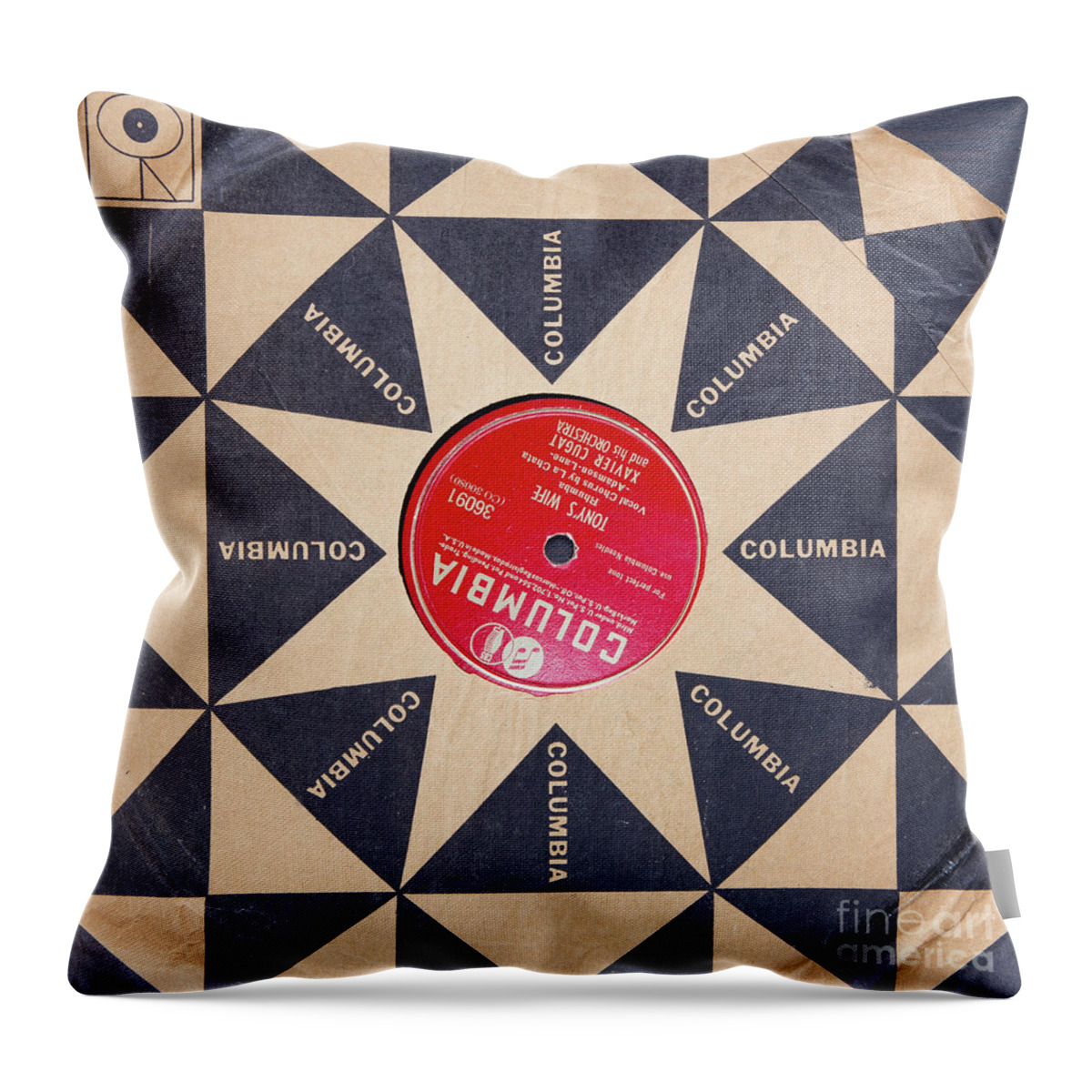 45s Throw Pillow featuring the photograph Vintage Columbia Records Graphic Design by Edward Fielding