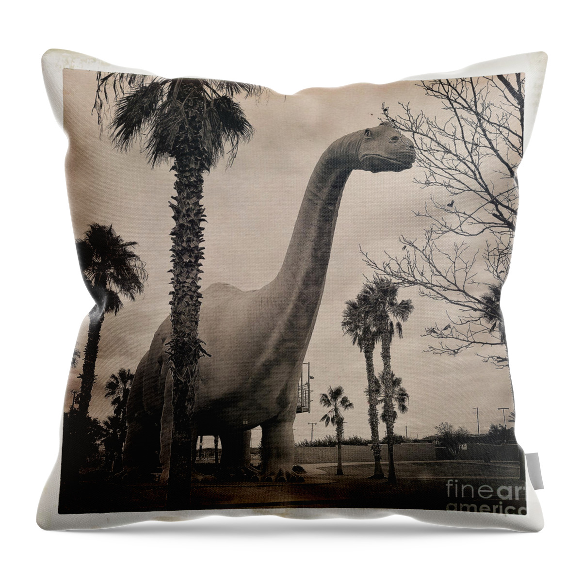 Vintage Throw Pillow featuring the photograph Vintage Dinosaur by Nina Prommer