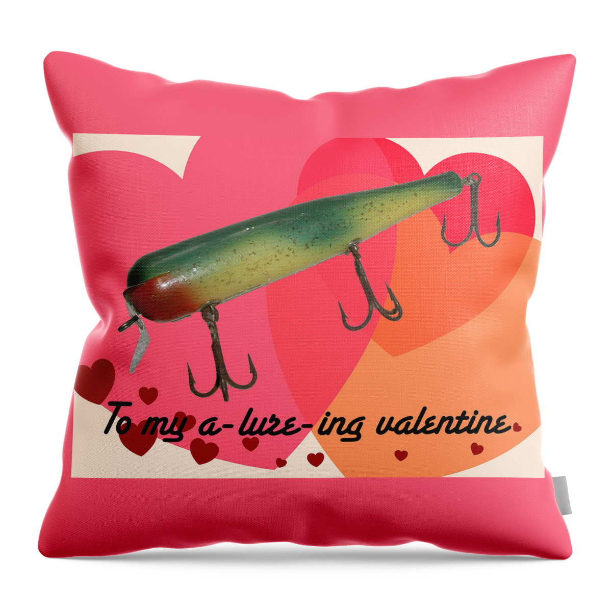 Valentine Throw Pillow featuring the photograph Vintage Fishing Lure Valentine Card by Carol Senske