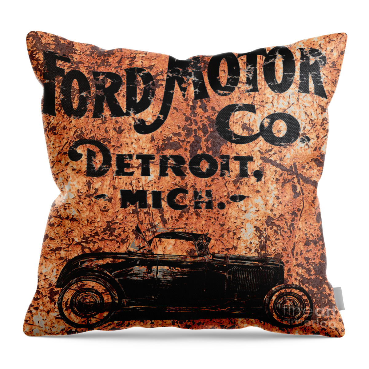 Ford Throw Pillow featuring the digital art Vintage Ford Motor Company by Edward Fielding