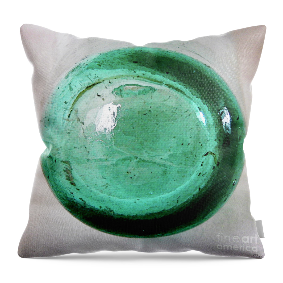 Old Bottles Throw Pillow featuring the glass art Vintage Glass Bottle Four by Phil Perkins