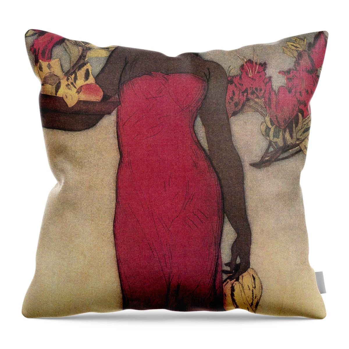 Archival Throw Pillow featuring the painting Vintage Hawaiian Woman by Hawaiiam Legacy Archives - Printscapes