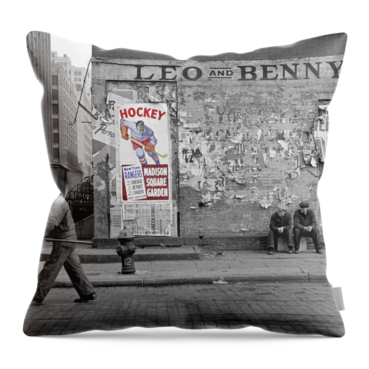 Hockey Throw Pillow featuring the photograph Vintage Hockey Poster by Andrew Fare