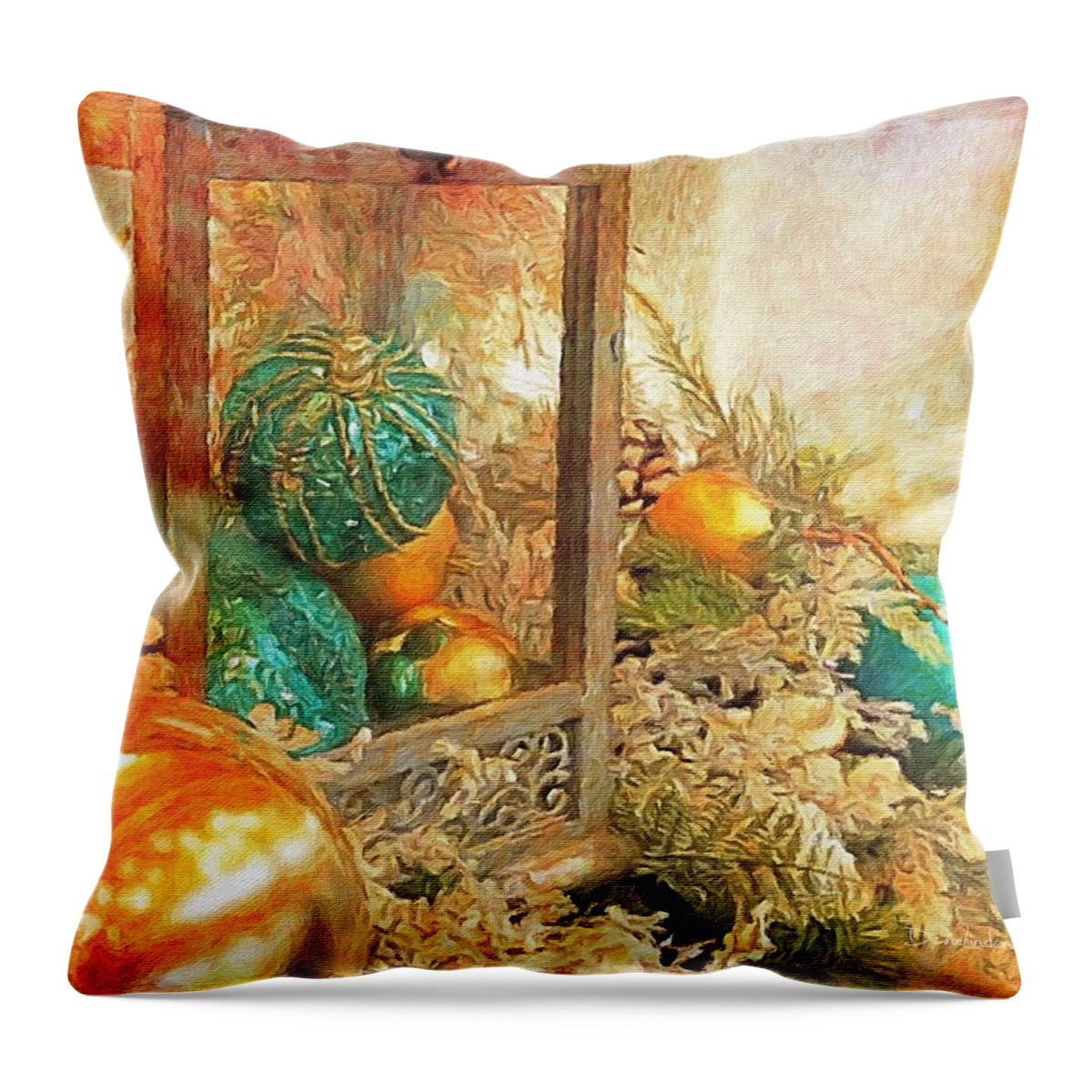 Lantern Throw Pillow featuring the photograph Vintage Holiday Vignette 1 by Diane Lindon Coy