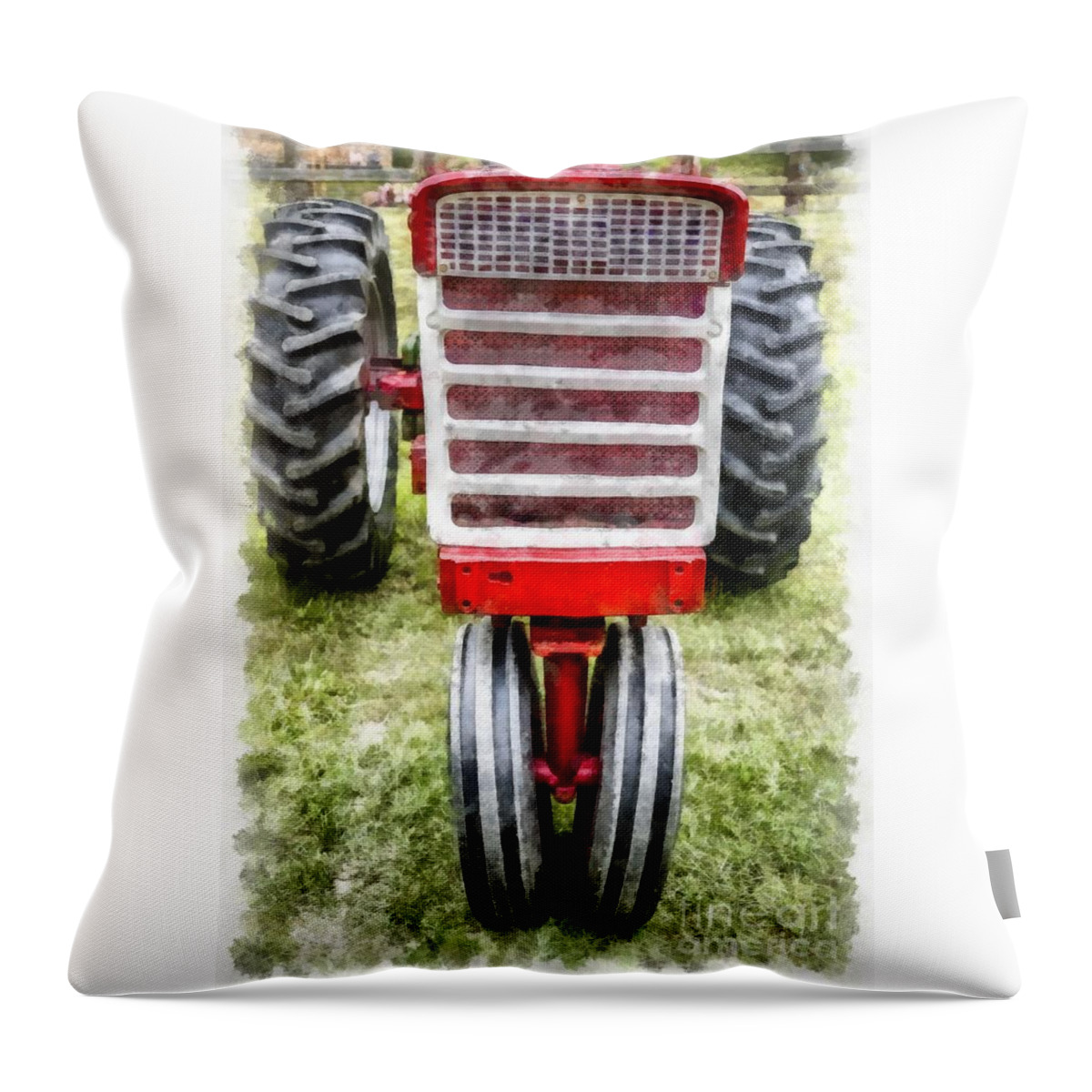 Tractor Throw Pillow featuring the photograph Vintage International Harvester Tractor by Edward Fielding