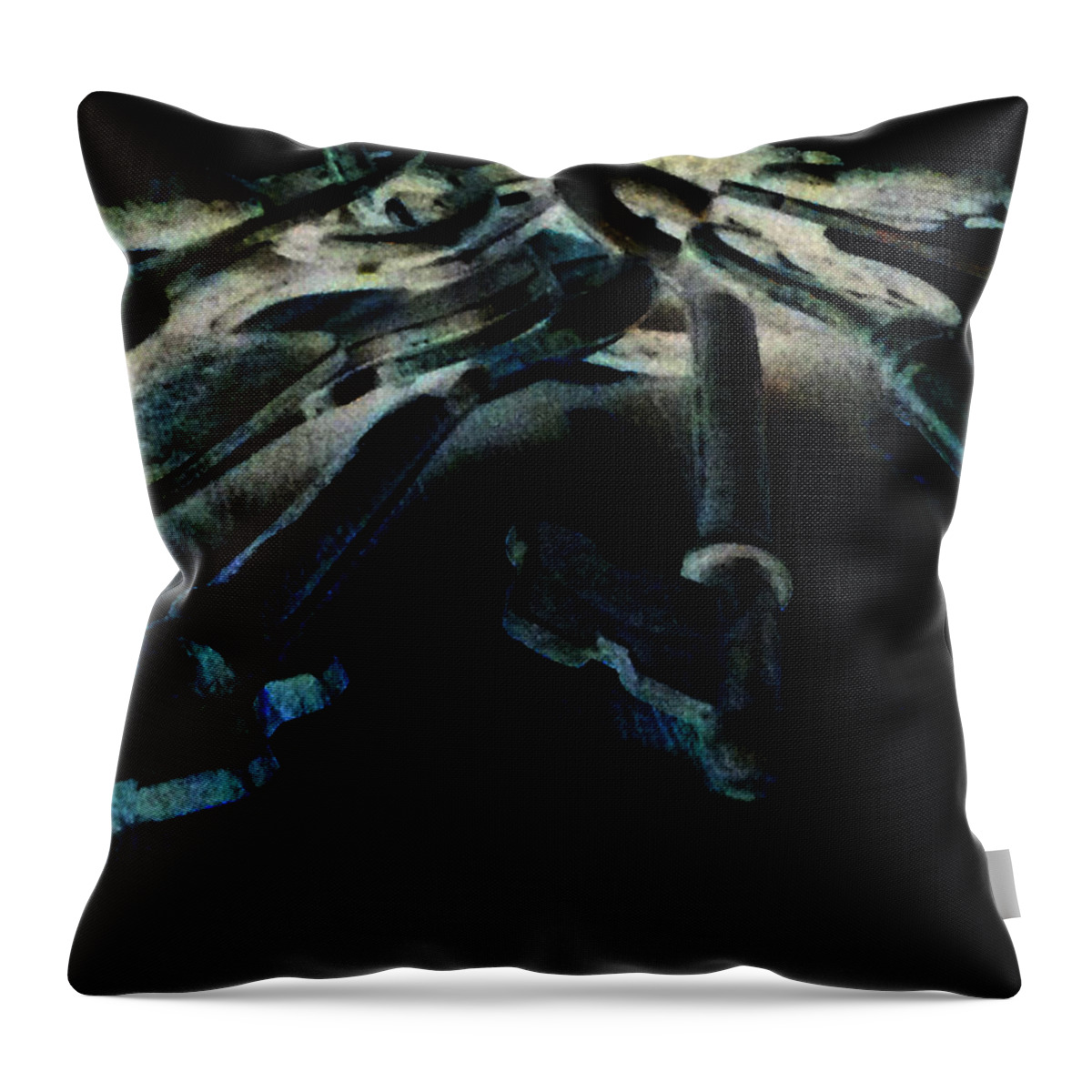 Keys Throw Pillow featuring the mixed media Vintage Keys Inverted Art by Lesa Fine