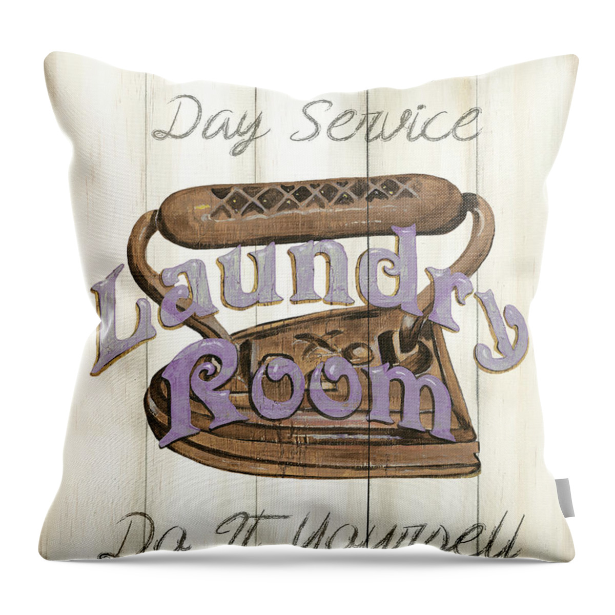 Laundry Throw Pillow featuring the painting Vintage Laundry Room 1 by Debbie DeWitt