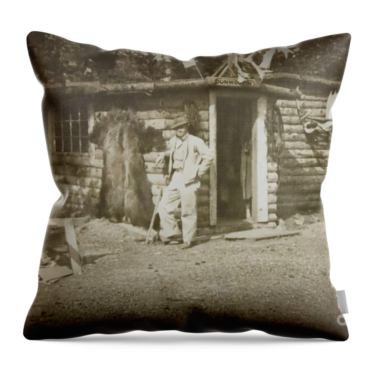 Architecture Throw Pillow featuring the photograph Vintage Log Cabin by Linda Phelps