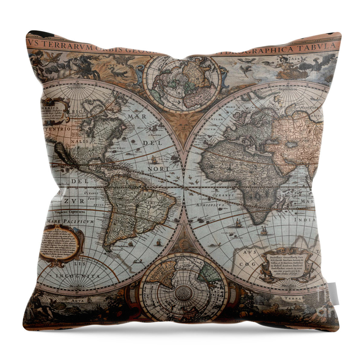 Aimee Stewart Throw Pillow featuring the digital art Vintage map by MGL Meiklejohn Graphics Licensing
