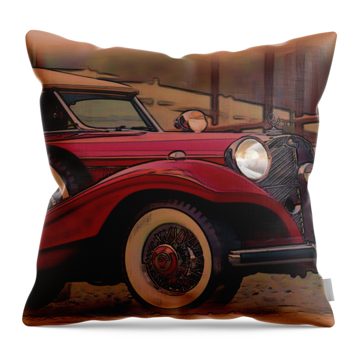 Vintage Throw Pillow featuring the digital art Vintage Mercedes by Tristan Armstrong