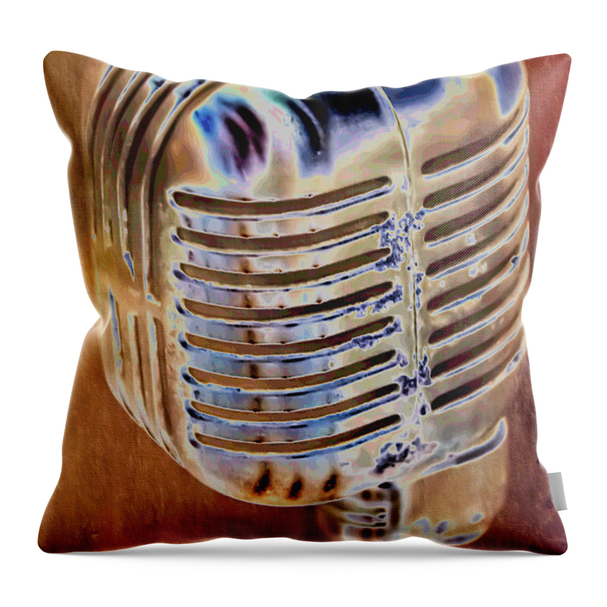 Music Throw Pillow featuring the photograph Vintage Microphone by Pamela Williams