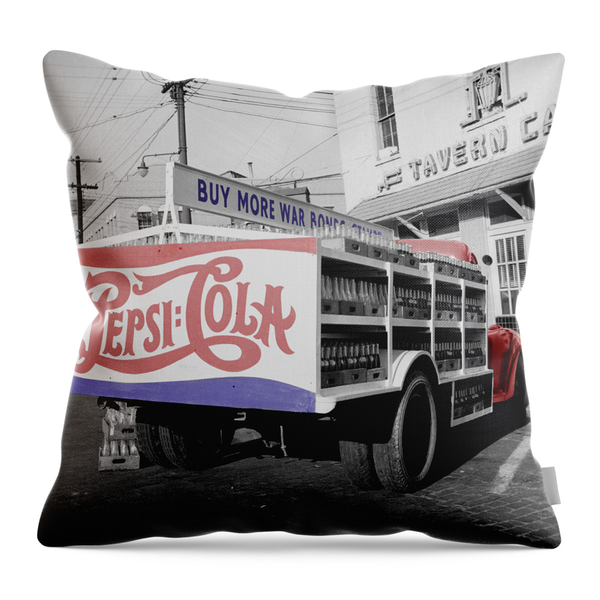 Pepsi Throw Pillow featuring the photograph Vintage Pepsi Truck by Andrew Fare