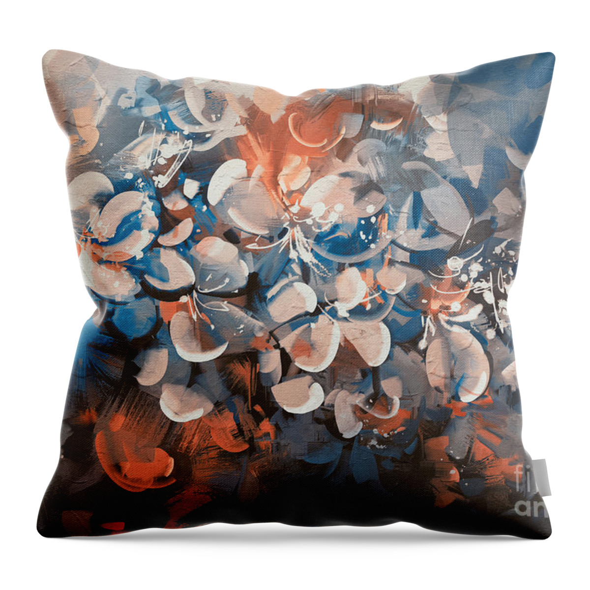 Abstract Throw Pillow featuring the painting Vintage Petal by Tithi Luadthong