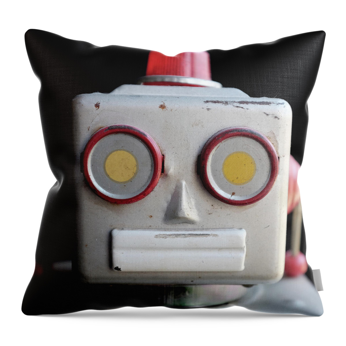 Robot Throw Pillow featuring the photograph Vintage Robot Square by Edward Fielding