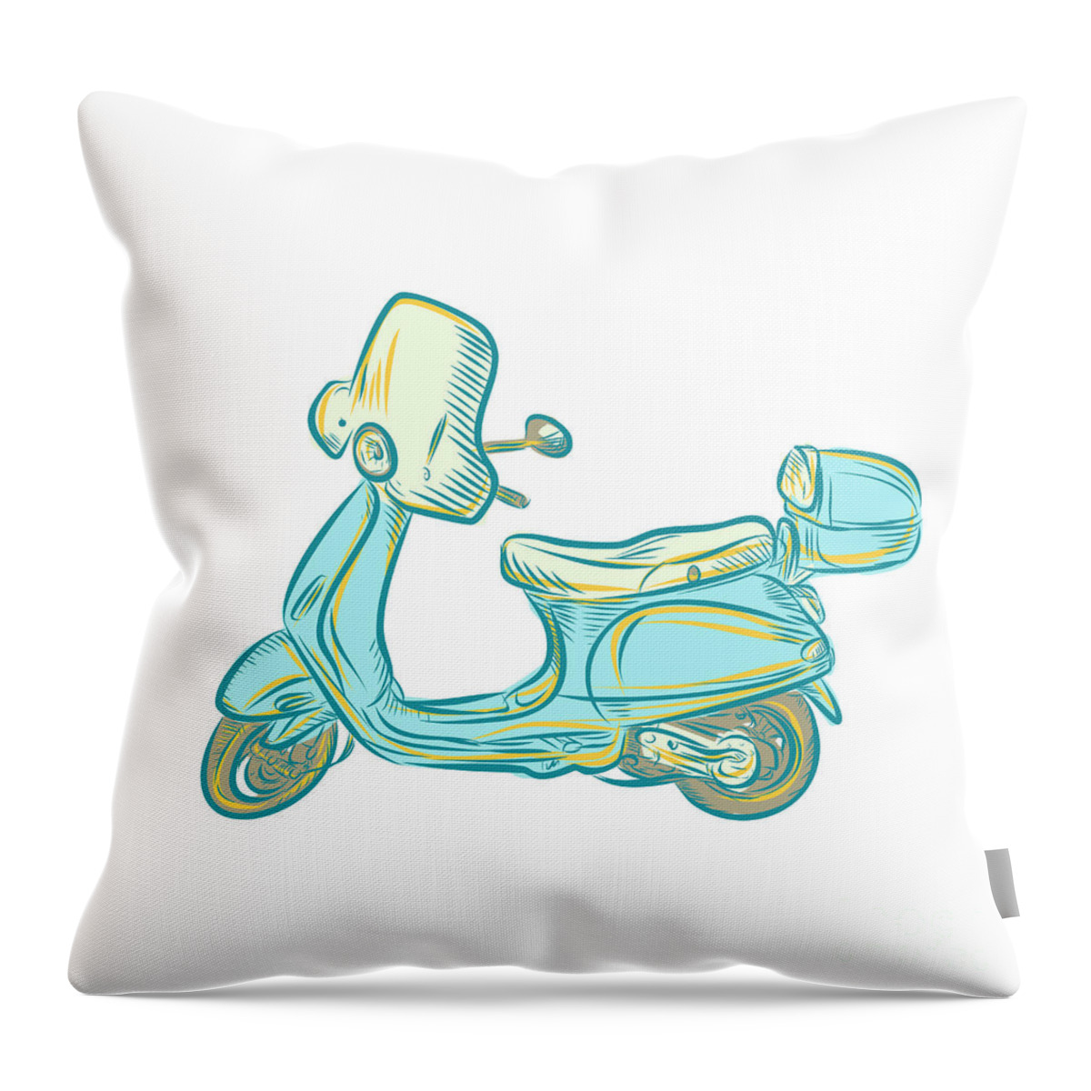 Etching Throw Pillow featuring the digital art Vintage Scooter Etching by Aloysius Patrimonio