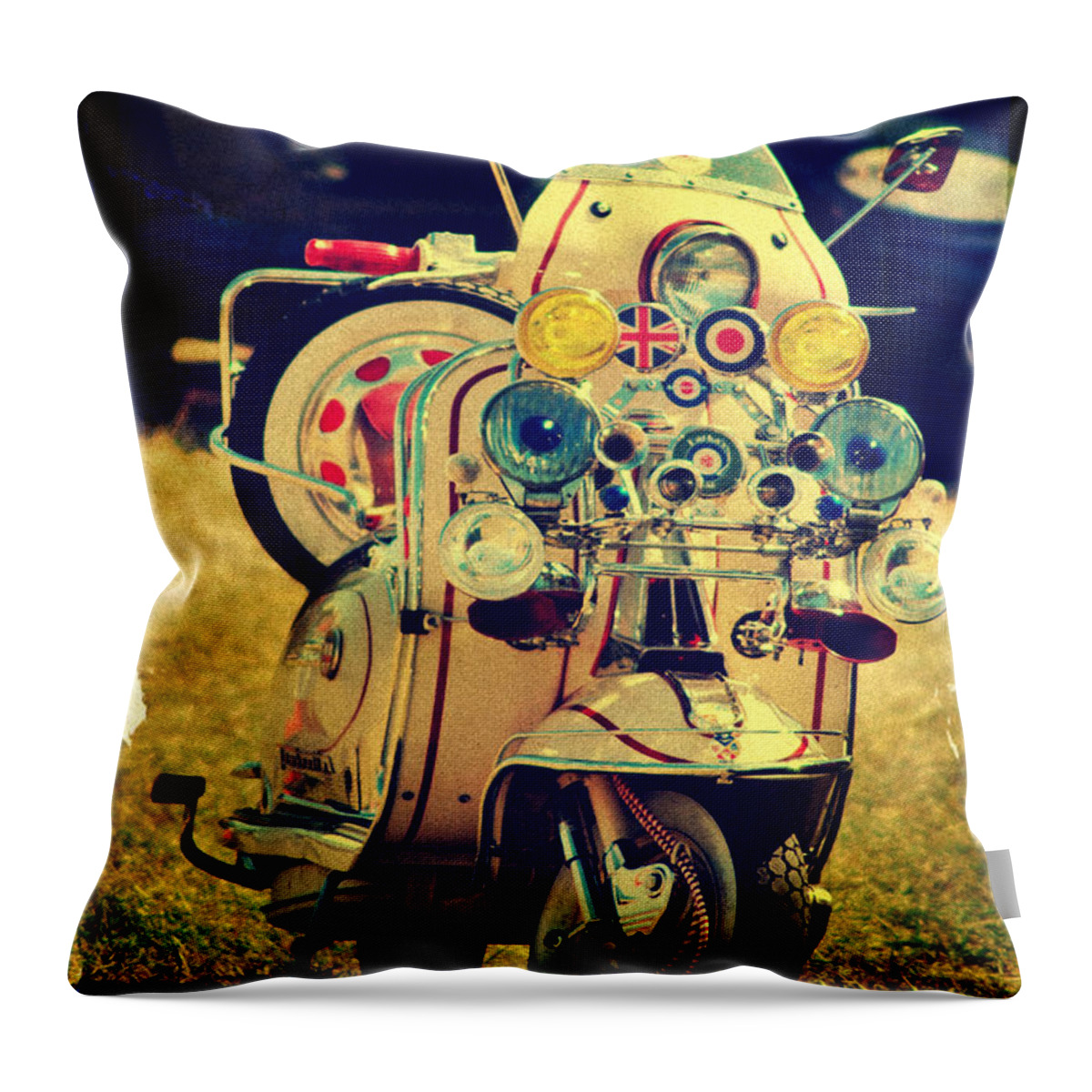 Yhun Suarez Throw Pillow featuring the photograph Vintage Scooter by Yhun Suarez