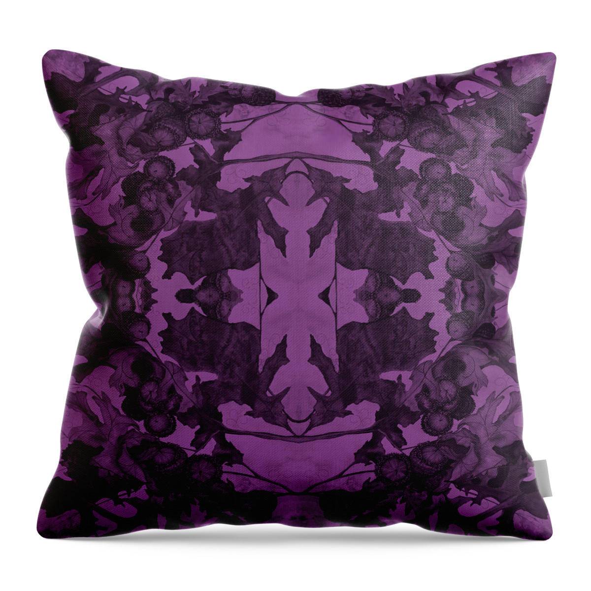 Beautiful Throw Pillow featuring the painting Violet Oak Tree Pattern by Mastiff Studios