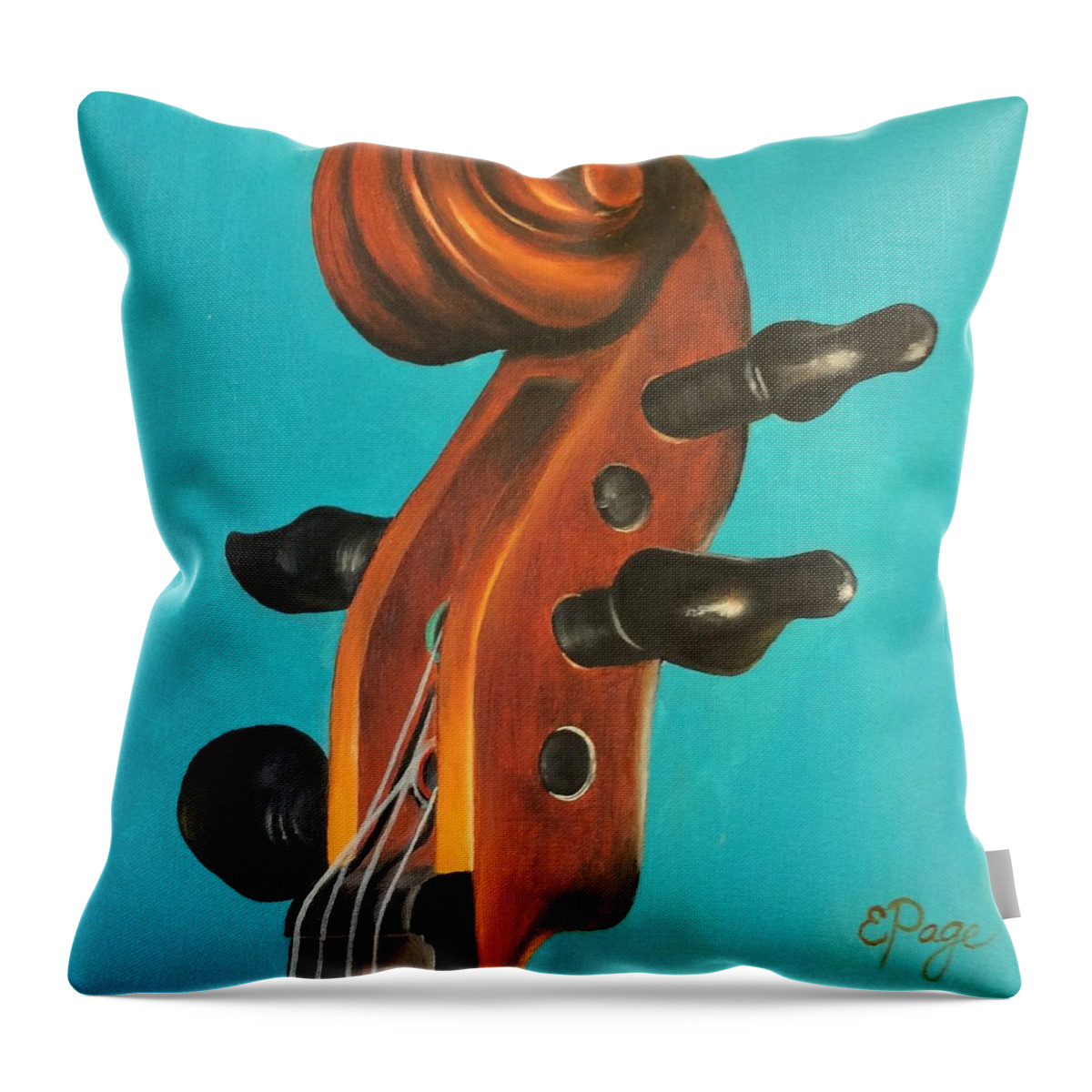 Violin Throw Pillow featuring the painting Violin Head by Emily Page