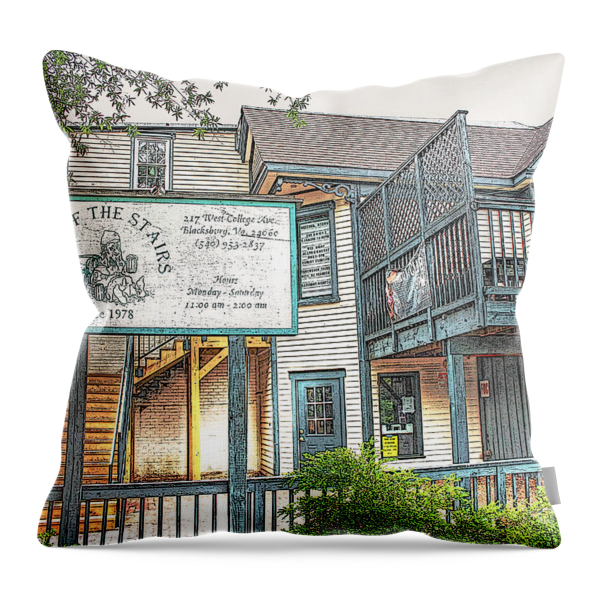 Blacksburg Virginia Throw Pillow featuring the photograph Virginia Art,Blacksburg VA,Blacksburg Virginia,Top Of The Stairs,TOTS by Dave Lynch