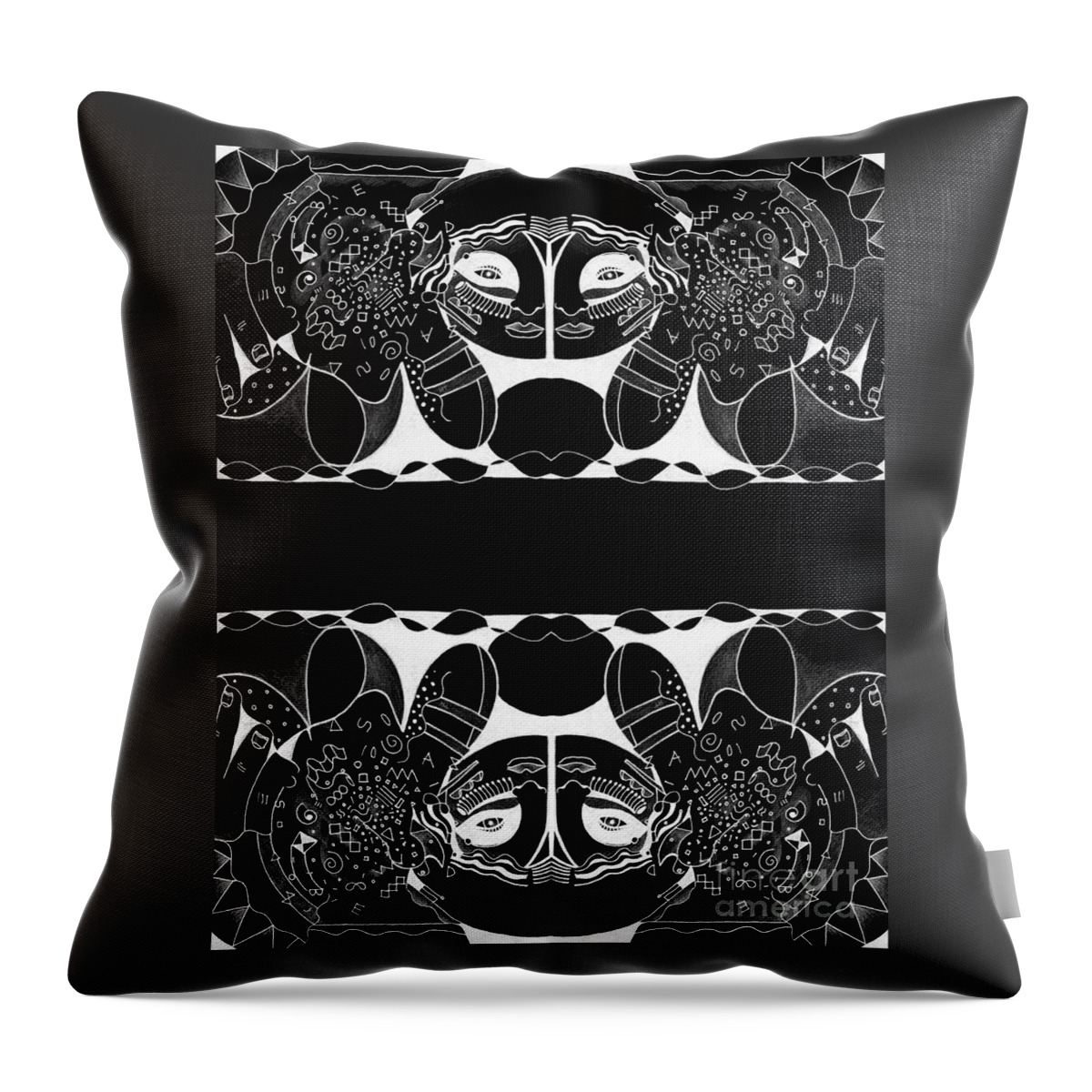 Black And White Throw Pillow featuring the digital art Visions and Reversals by Helena Tiainen