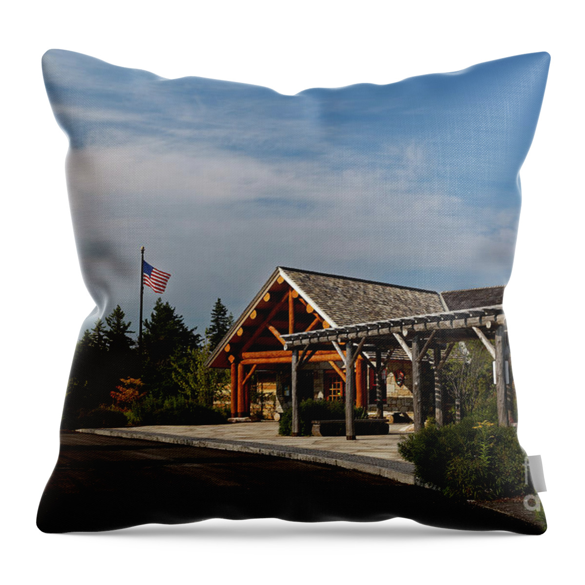 National Park Throw Pillow featuring the photograph Visitors Center, Schoodic Woods campground, Maine, USA by Kevin Shields