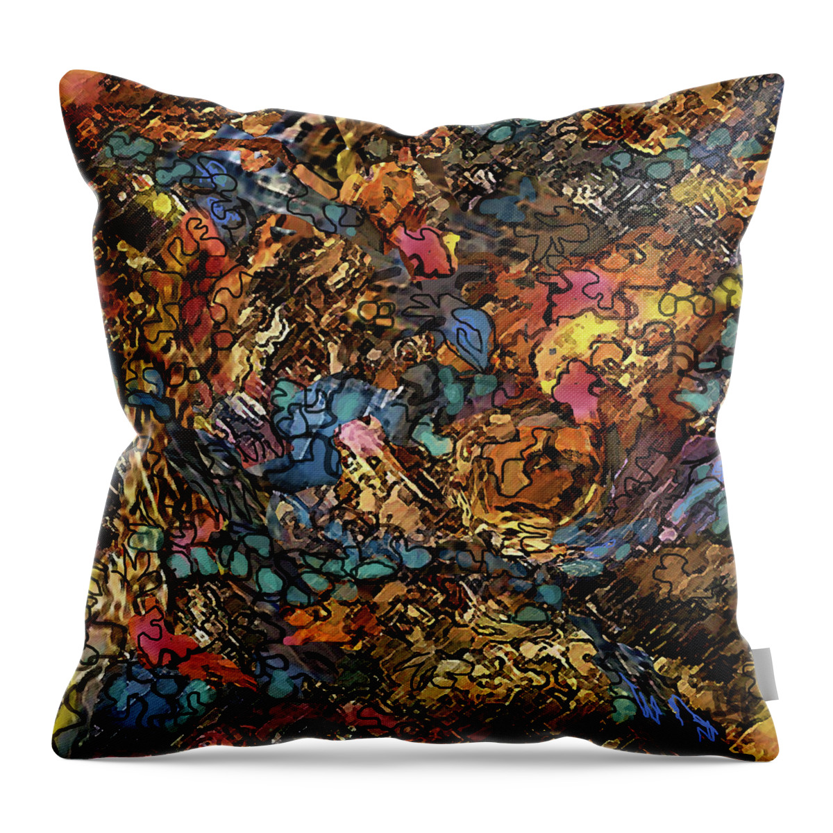 Autumn Colors Throw Pillow featuring the digital art Volcanic Flow by Jean Batzell Fitzgerald