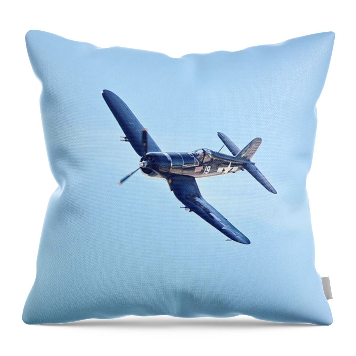 Vought F4u Corsair. Air Plane Throw Pillow featuring the photograph Vought F4U Corsair by Alan Hutchins