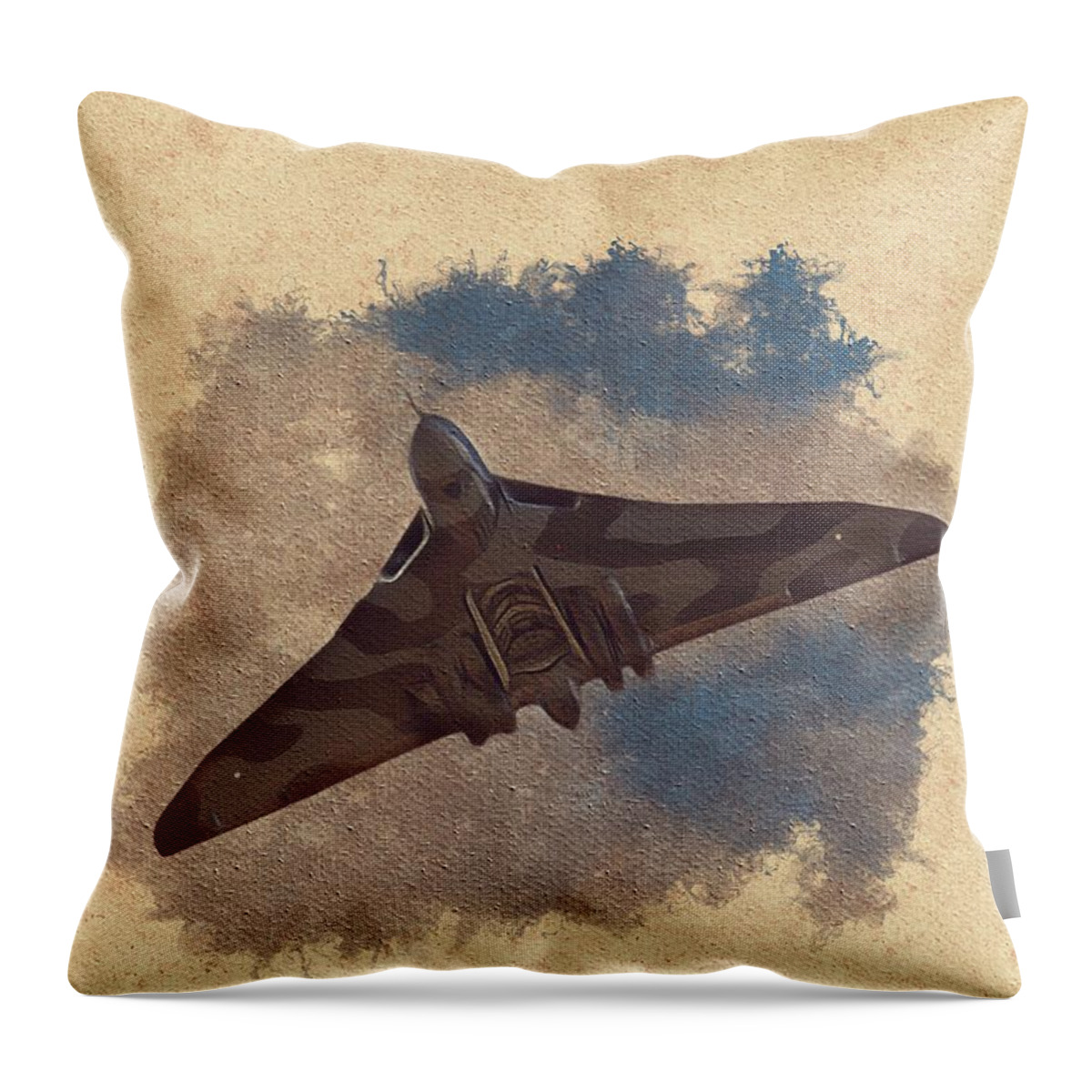 Vulcan Throw Pillow featuring the painting Vulcan Bomber by Esoterica Art Agency